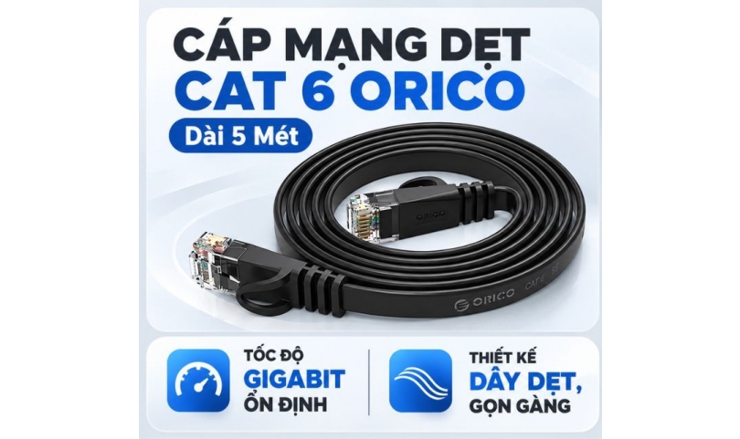 Dây dẹt cáp mạng Cat 6 Orico 5 Mét