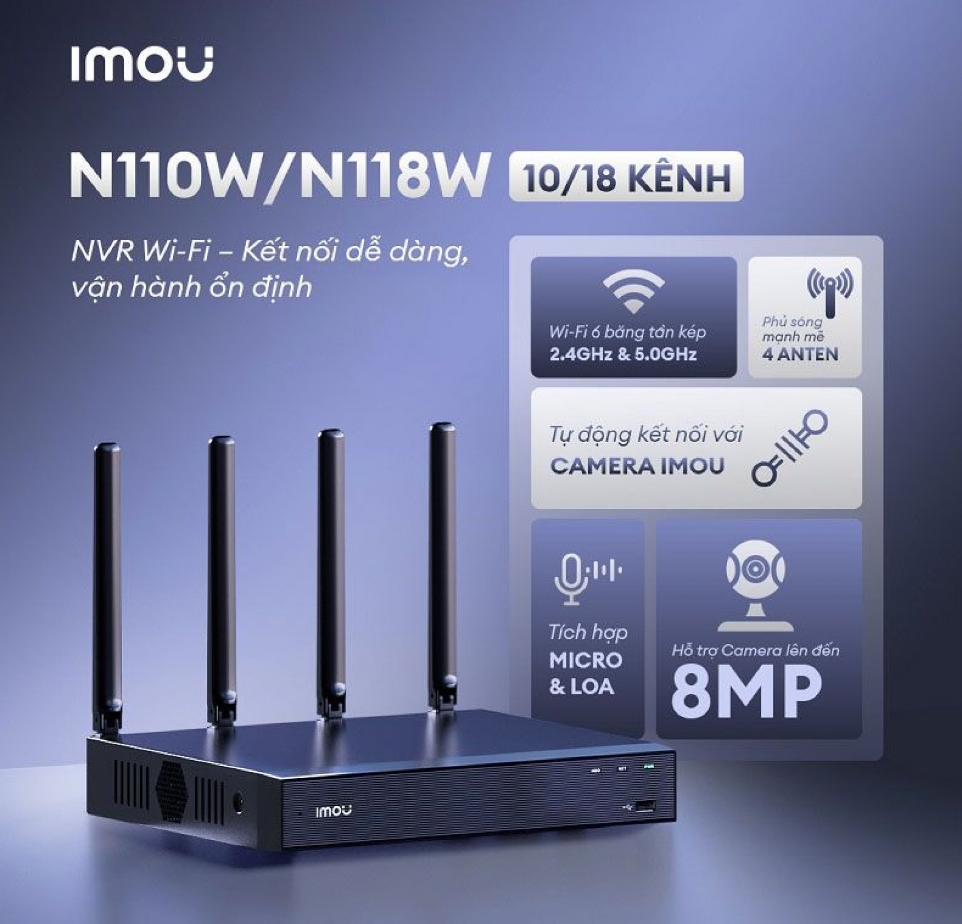 Đầu ghi Imou 10 kênh NVR-N110W-8A0E